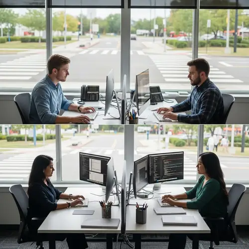 Office Scene: Designers and Engineers Working in Modern Workspace