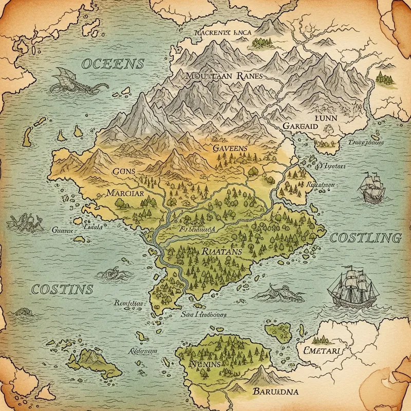 Antique Map of a Fictional World | Vintage Aesthetic