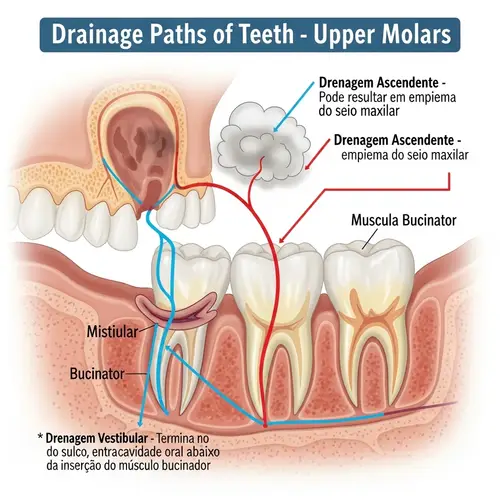 Drainage Paths of Teeth: Upper Molars Illustration