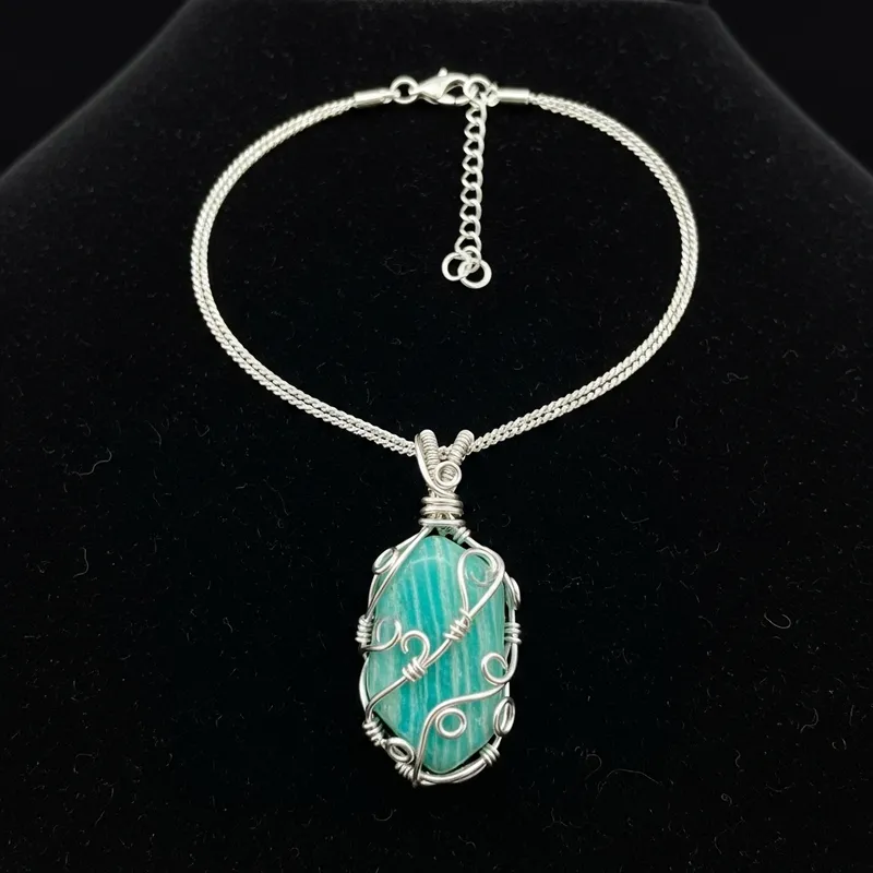 Amazonite Crystal Wire Necklace
