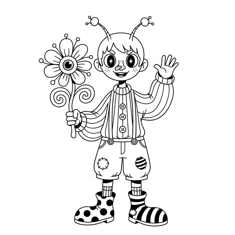 Kooky and Whimsical Androgynous Character Illustration