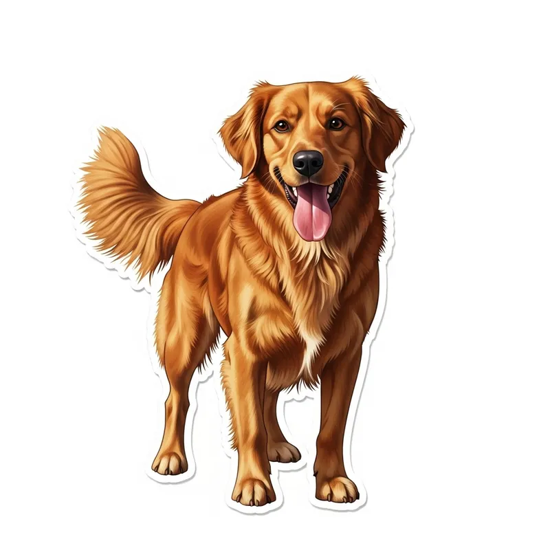 Vibrant Amber Playful Dog Sticker - Tail Wagging