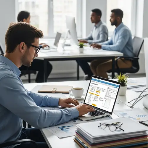 Dedicated Project Manager at Work | Team Collaboration in Busy Office