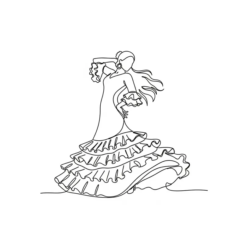 Minimalistic Flamenco Dress Silhouette | Beautiful Woman Art