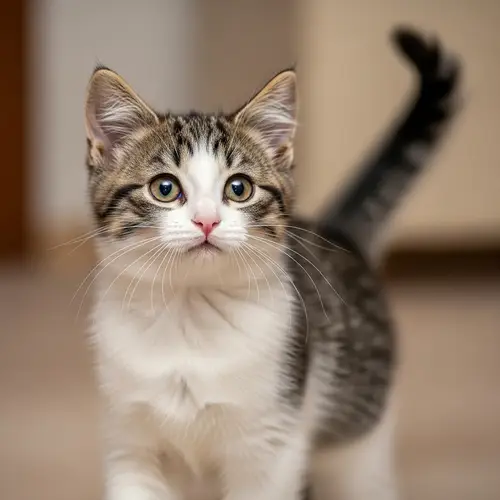 Charming Domestic Cat with Fluffy Fur | Playful and Curious