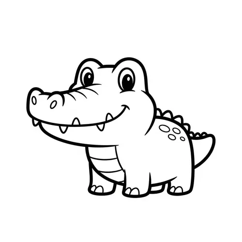 Cute Crocodile Coloring Page for 1-Year-Olds