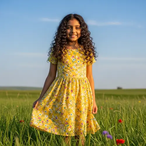 Beautiful South Asian Girl in Vibrant Yellow Dress