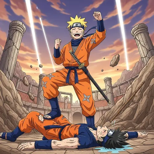 Blonde Spiky-Haired Ninja Triumphs Over Martial Artist