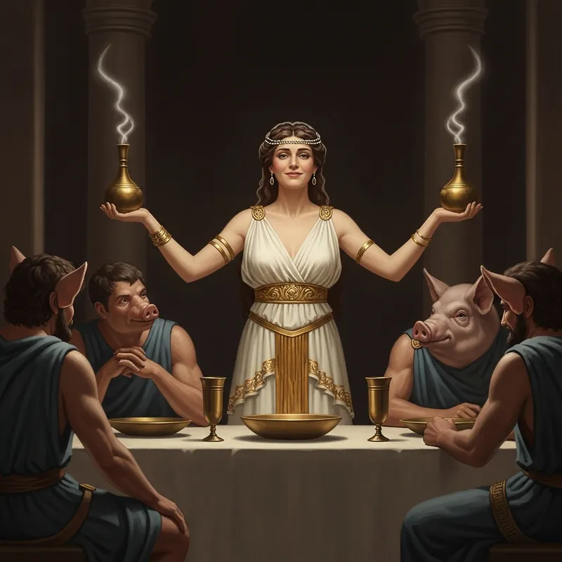 Circe: Enchantress Watching Men Transform into Pigs