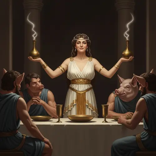 Circe: Mythological Character Transforming Men into Pigs