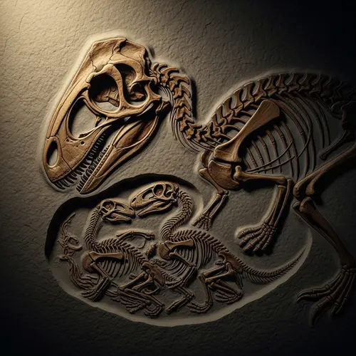 Psittacosaurus Fossil Watching Over Siblings