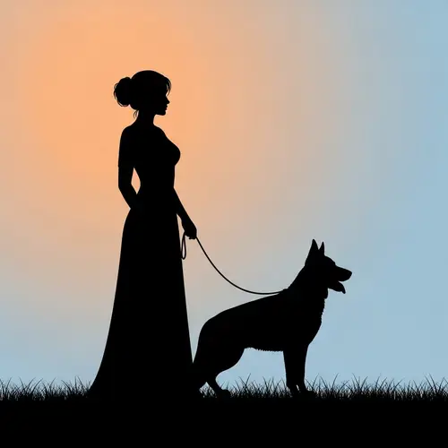 Middle-Eastern Woman with German Shepherd: Silhouette Confidence