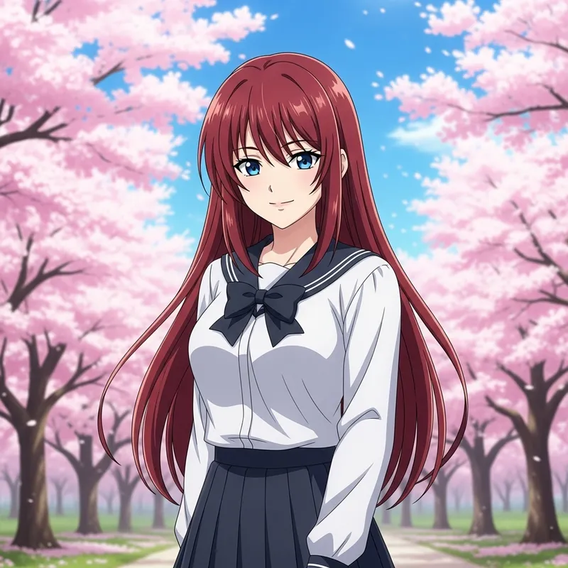 Anime Girl Rias - Serene Japanese Aesthetics