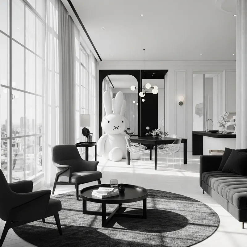 Modern Minimalist Interior Design in Black and White
