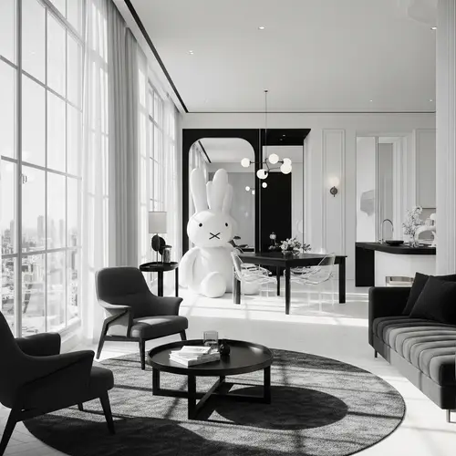 Modern Minimalist Interior Design in Black and White