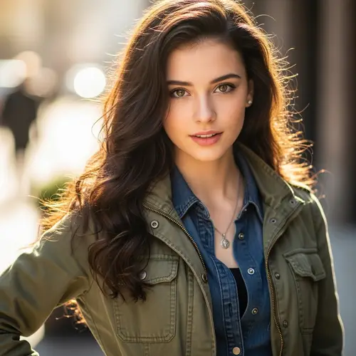 Realistic Thin Brunette Girl Portrait