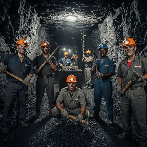 Diverse Group of Miners at Work in Coal Mine | Hardworking Team