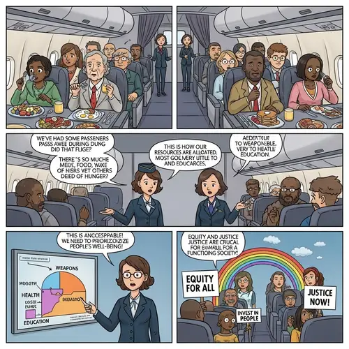 Diverse Airplane Cartoon: Equality & Justice Advocacy Story