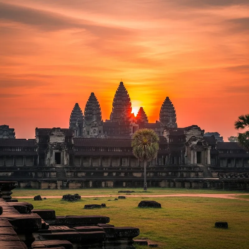 Angkor Wat Sunrise Landscape: Ancient Temple Elegance