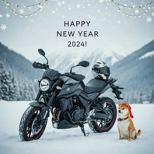 New Year 2024 Greeting Card for Motorcycle Rental Company in Slovakia