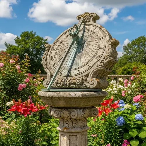 Old-Fashioned Sundial in Classic Garden | Ancient Timepiece