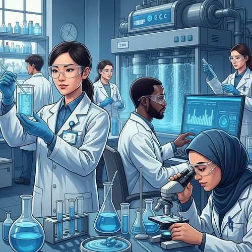 Water Purification Process: Diverse Scientist Team in Lab