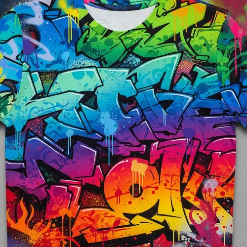 Vibrant Street Art-Inspired T-Shirt Design | Abstract Expressionism