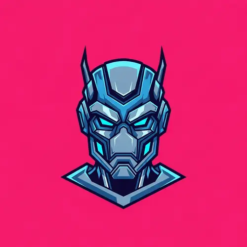 Masculine Futuristic Bot Logo in Pink Background