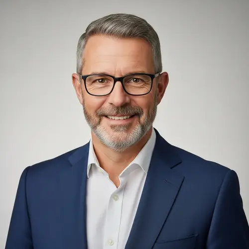 Professional Half Body Portrait of Middle-Aged Caucasian Male