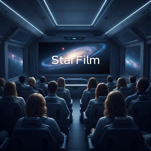 Diverse Group Watching Movie on Spaceshuttle | StarFilm