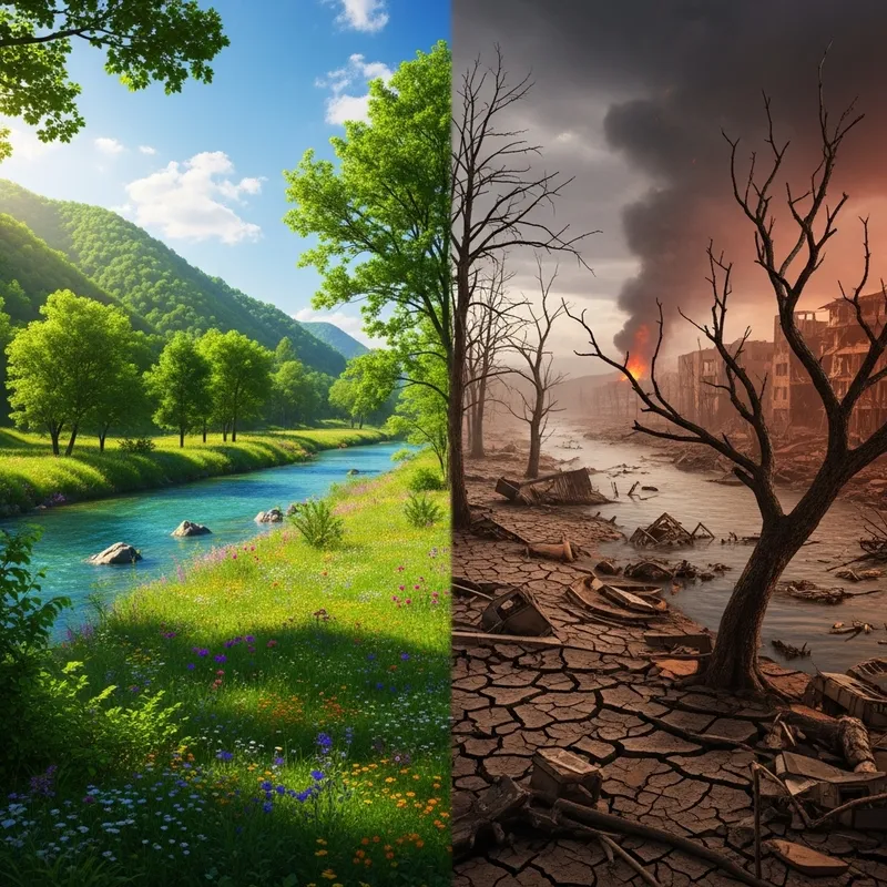 Contrasting Landscapes: Beauty vs. Destruction