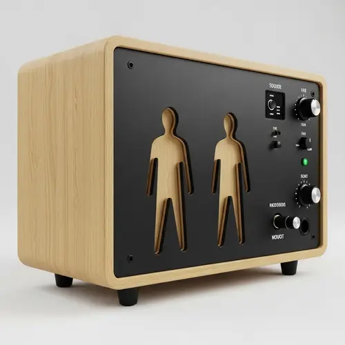 Portable Music Sound Device - Photorealistic Design with Wood and Plastic Panels