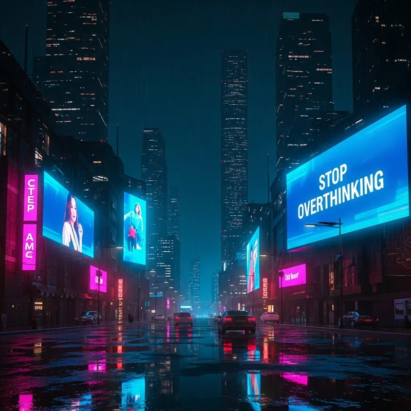 Stop Overthinking Lofi City Night Rain Cyber Punk