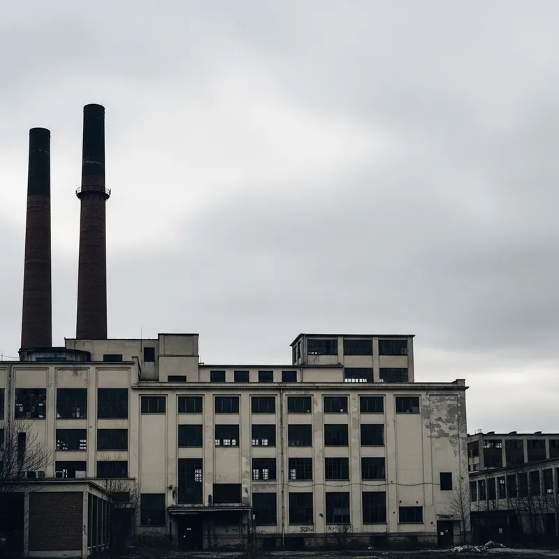 Minimalistic Abandoned Factory in Urban Landscape