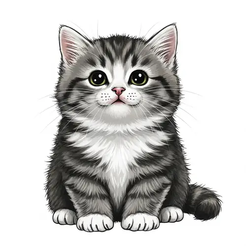Adorable Chunky Kitten Drawing | Happy & Lovely | White Background