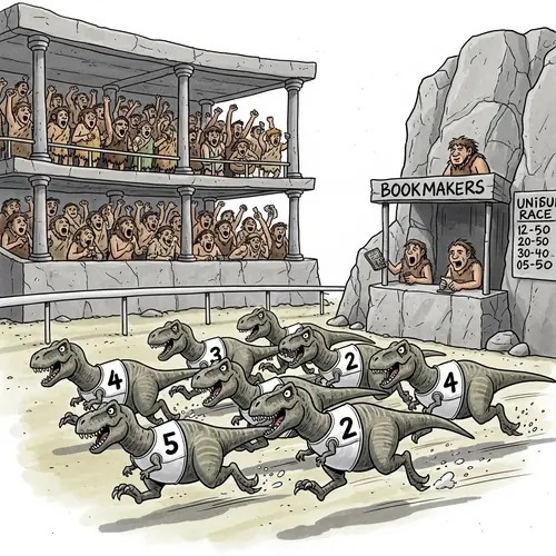 6 T-Rexes Horse Race: Funny Sprinting Dinos in Bibs