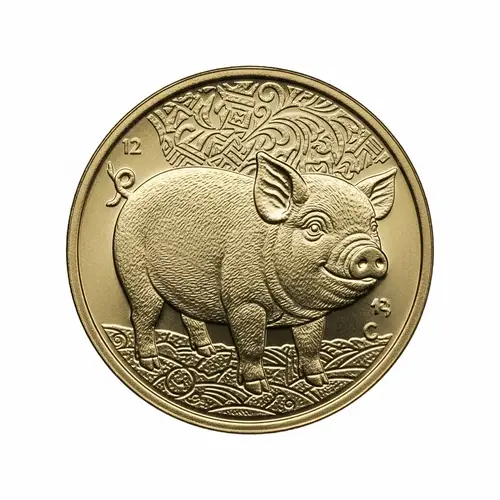 Golden Miniature Pig Coin - Intricate Craftsmanship