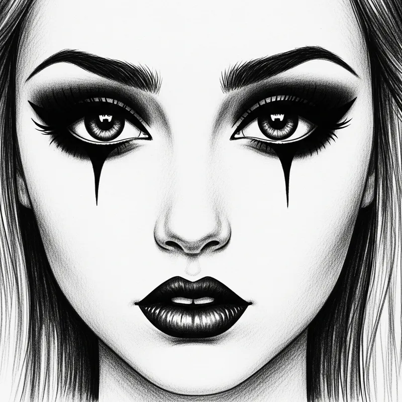 Gothic Style Sketch of a Young Woman Gothic Style Sketch of a Young Woman