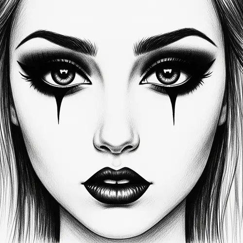 Gothic Style Sketch of a Young Woman