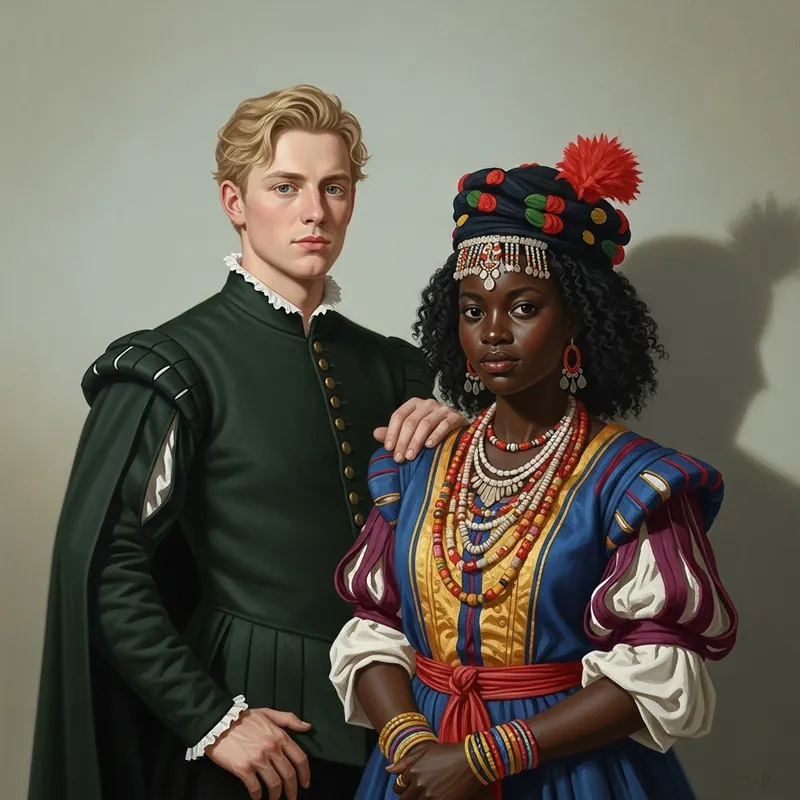 Multicultural Man and Woman Artwork