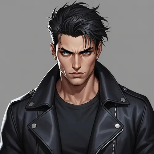 Strong and Charismatic Man: Muscular Physique and Intense Eyes