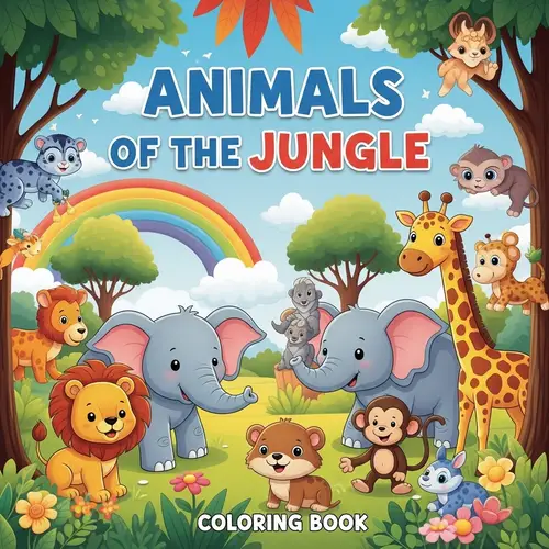 Animals of the Jungle Coloring Book Cover