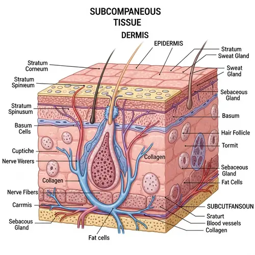 Detailed Illustration of Human Skin Cross-Section
