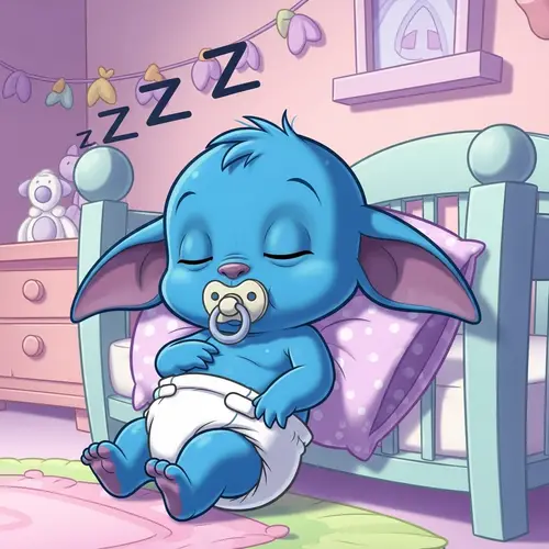 Adorable Baby Alien Critter in Sleeping Position - Cartoonish Style