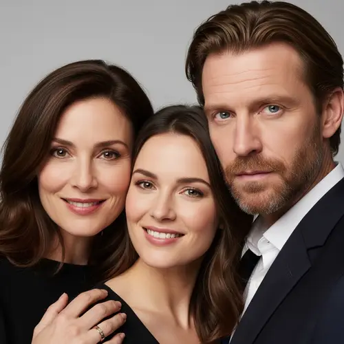 Elegant French Actress & Distinguished Scottish Actor in Family Portrait