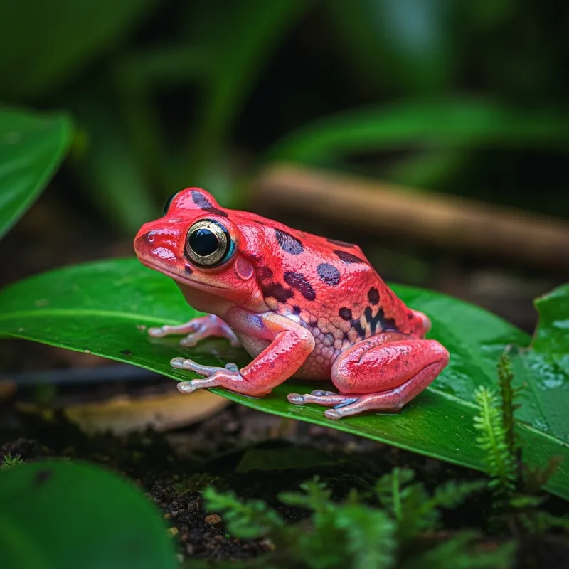 Vivid Pink Colored Frog in Tropical Rainforest