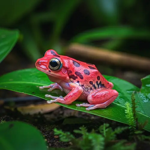 Pink Colored Frog in Tropical Rainforest | Unique Vibrant Creature