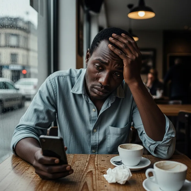 Sad Sudanese Expat Struggles with Communication Breakdown in Foreign Land Sad Sudanese Expat Struggles with Communication Breakdown in Foreign Land