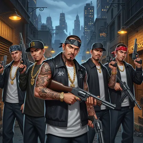Hispanic Gangsters Armed in Urban Environment