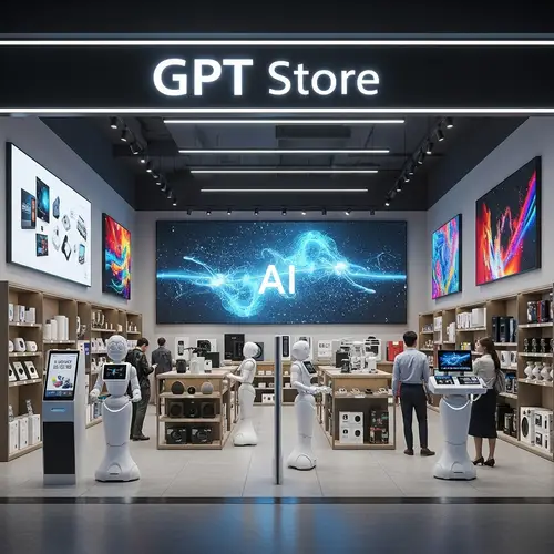 Futuristic GPT Store with Next-Gen Tech Gadgets